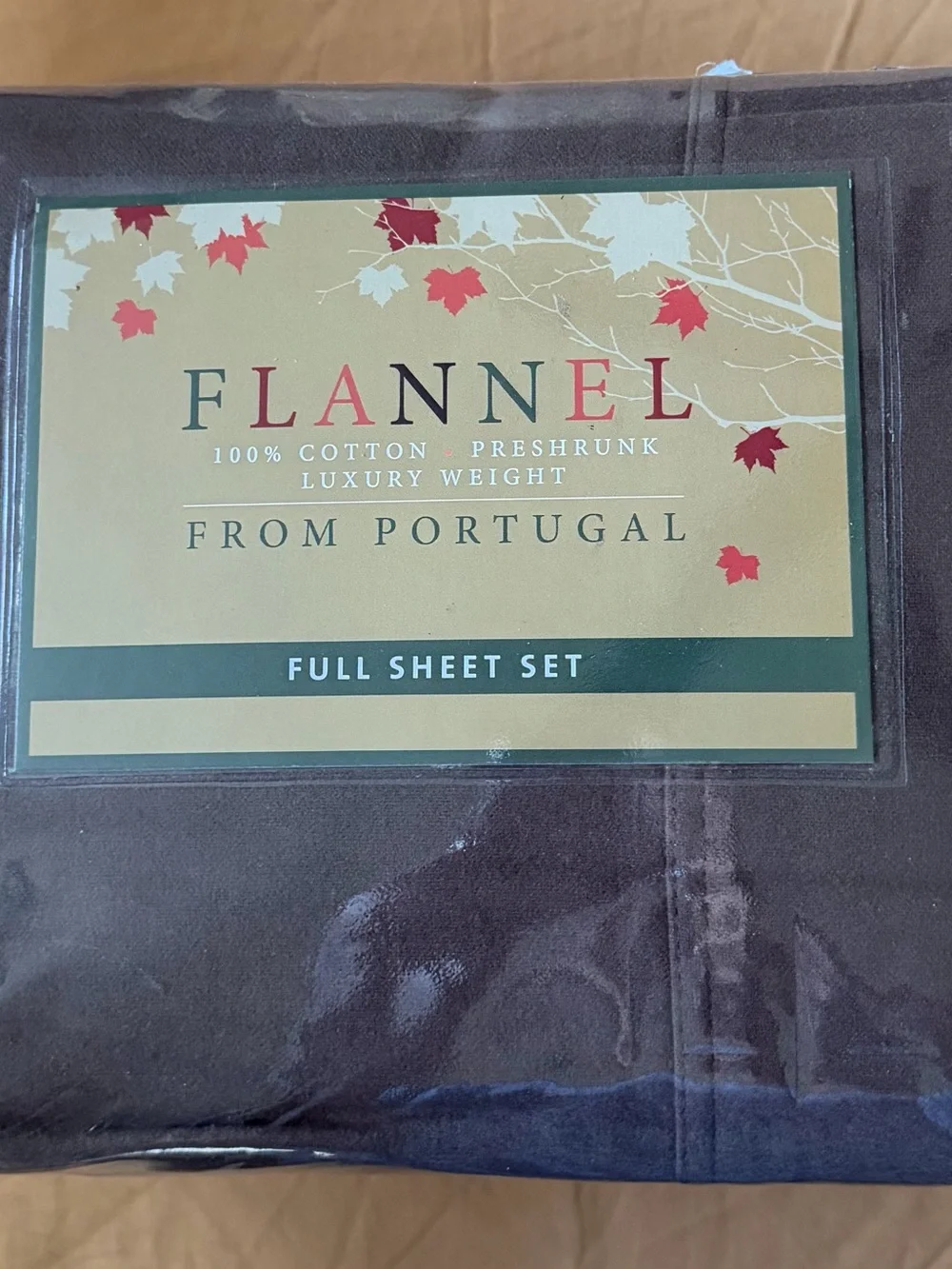 Full Sheet Set - Brown. Flannel.Never Opened. Made in Portugal.